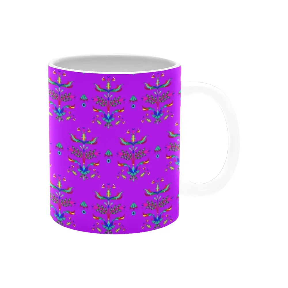 Dakota Damask Purple White Mug(11OZ)