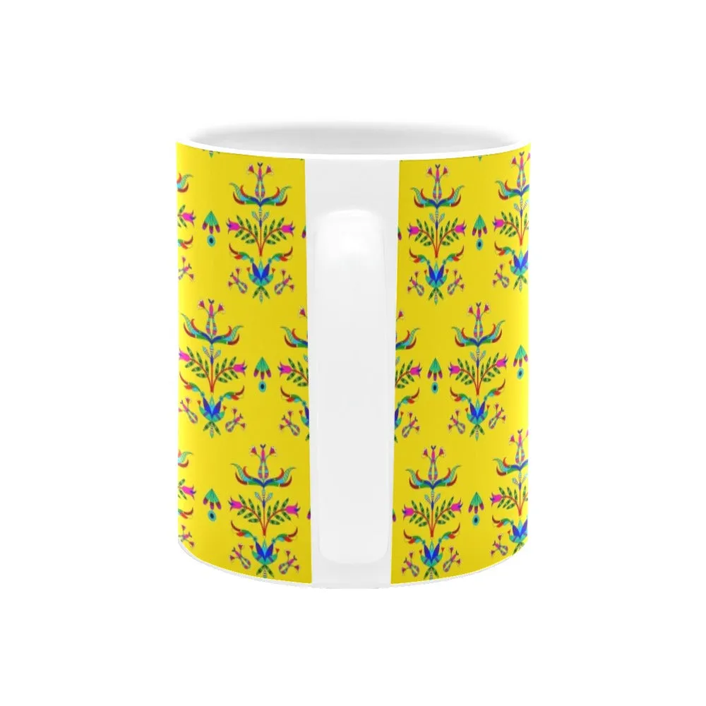 Dakota Damask Yellow White Mug(11OZ)