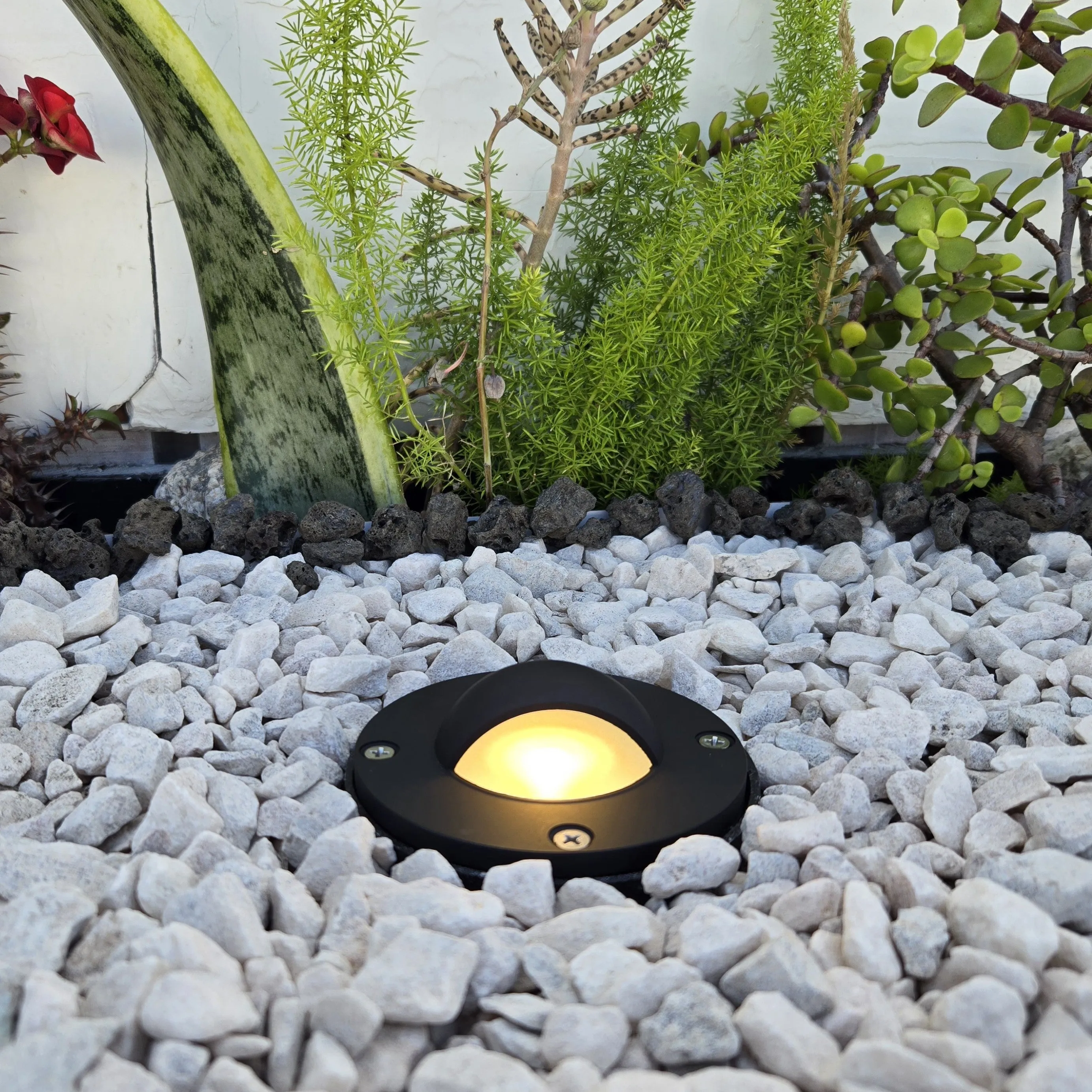 Demi Lune Cast Brass Black In-ground Well Light