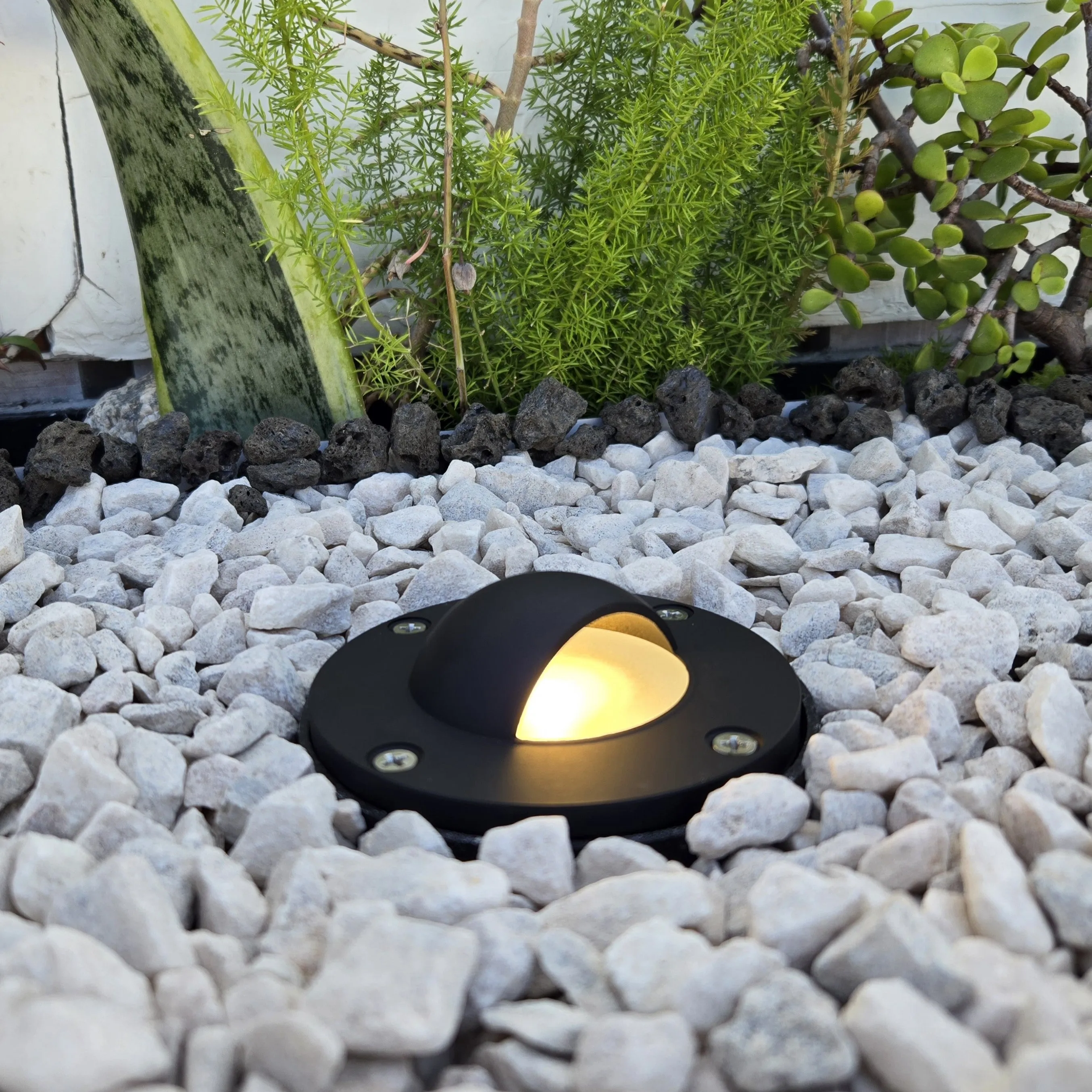 Demi Lune Cast Brass Black In-ground Well Light