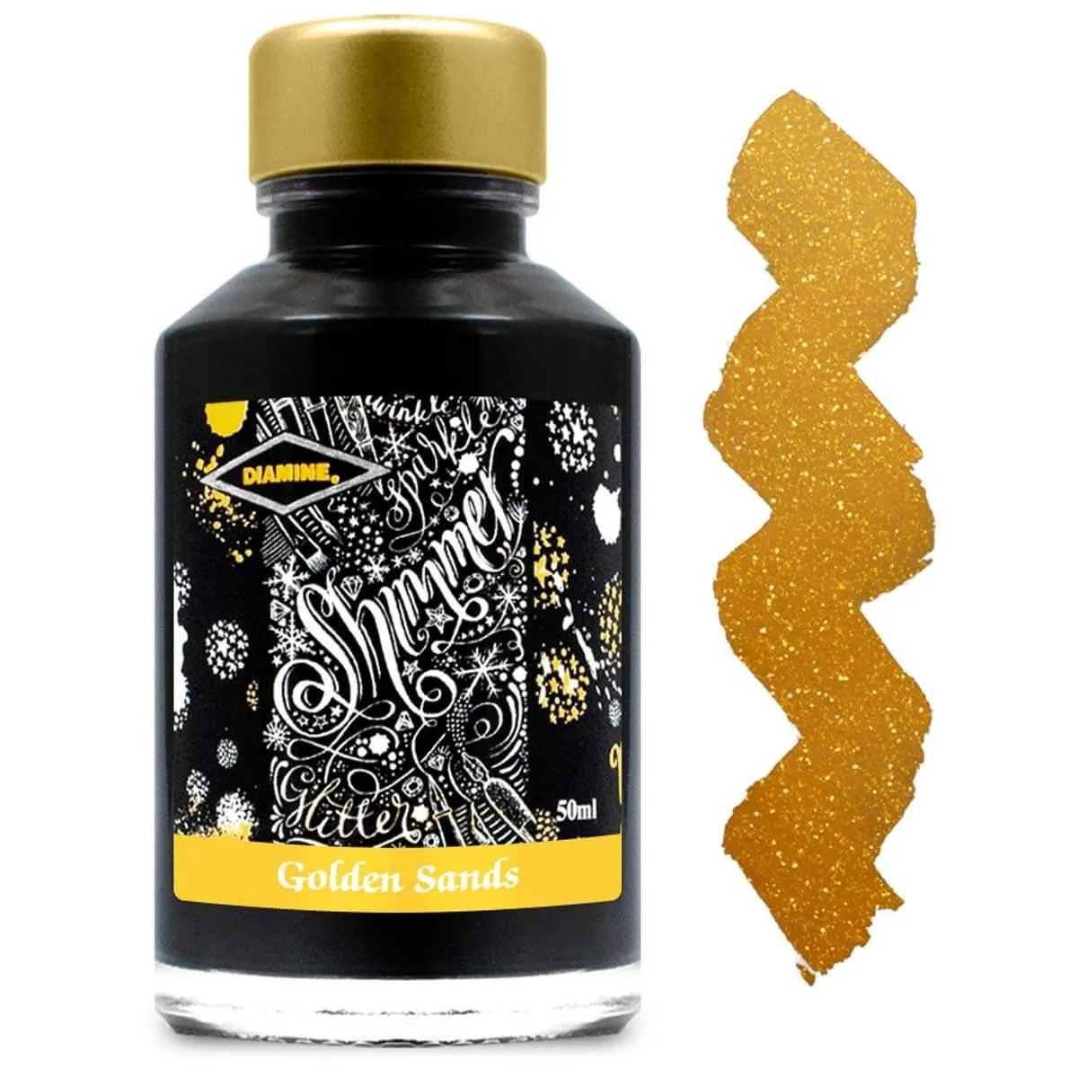 Diamine Fountain Pen Ink Bottle - Shimmer, Golden Sands, 50 ml | 9008