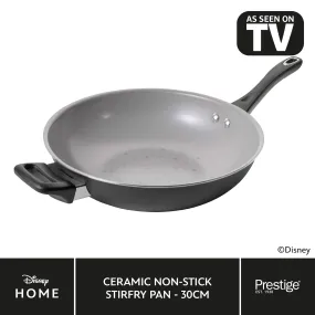 Disney Monochrome Mickey Mouse: Ceramic Non-Stick Wok & Helper Handle - 30cm