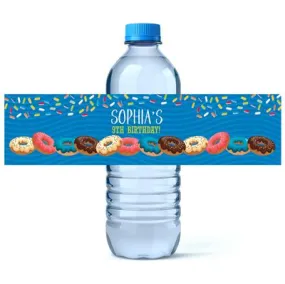 Donut Birthday Water Bottle Labels