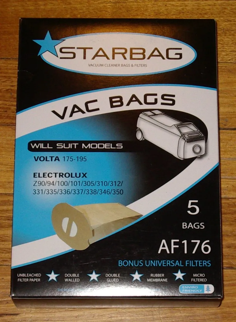 Electrolux Z65, Z90, Z331, Z337 Vacuum Cleaner Bags Menalux - Part # AF176