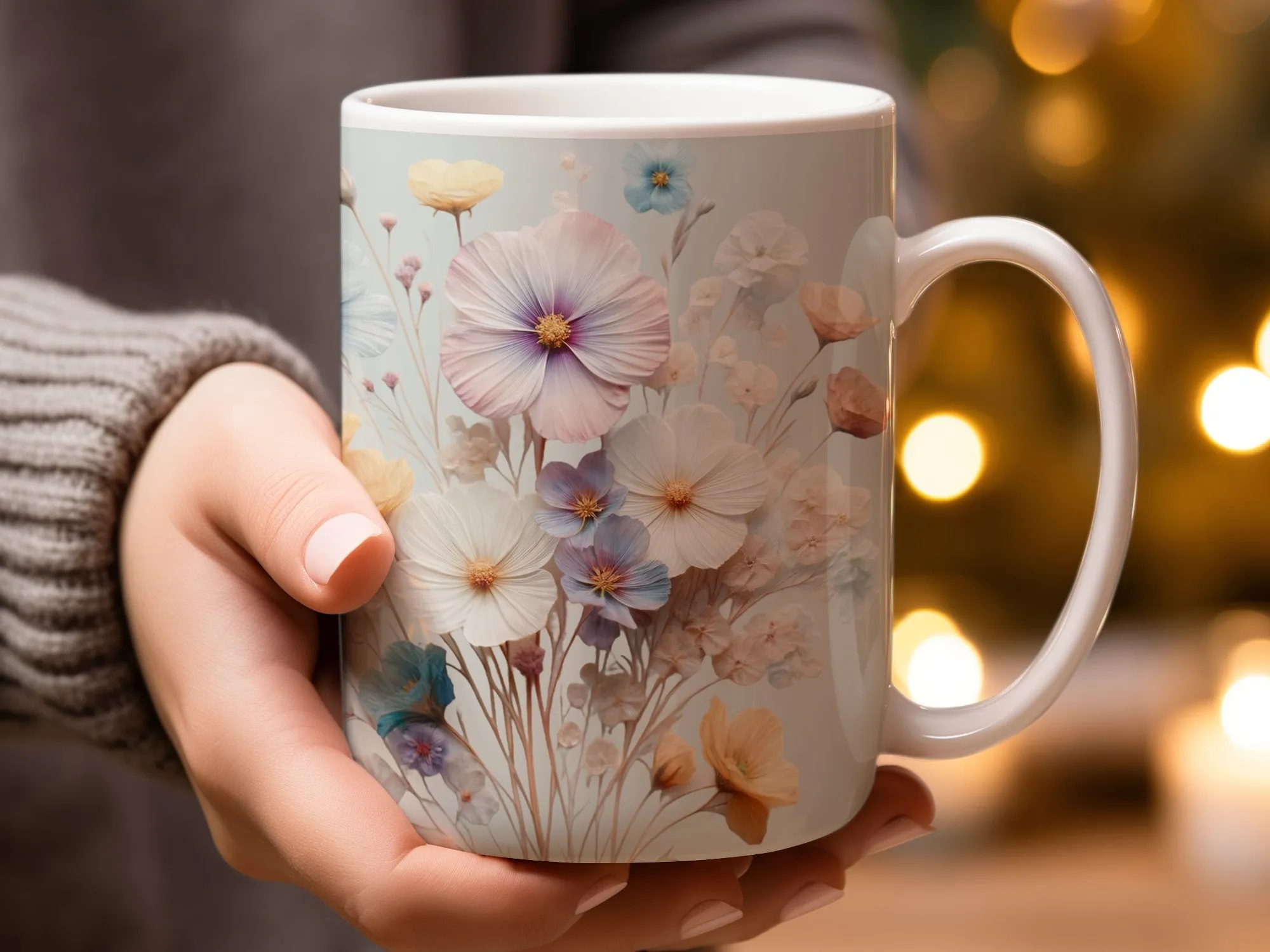 Floral Mug, Pastel Flowers Coffee Cup, Botanical Tea Mug, Spring Blossom Ceramic Mug, Gift for Plant Lovers, Morning Coffee Essentials