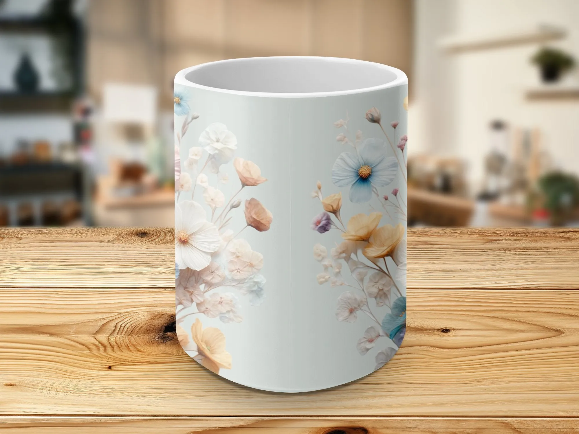 Floral Mug, Pastel Flowers Coffee Cup, Botanical Tea Mug, Spring Blossom Ceramic Mug, Gift for Plant Lovers, Morning Coffee Essentials