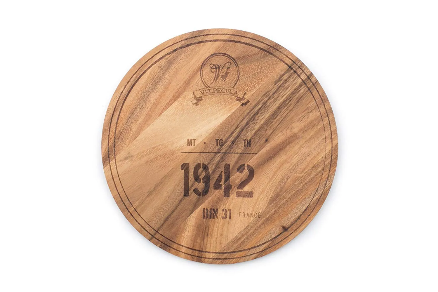 Fox Run Circle Serving Board 1942 Wine Barrel