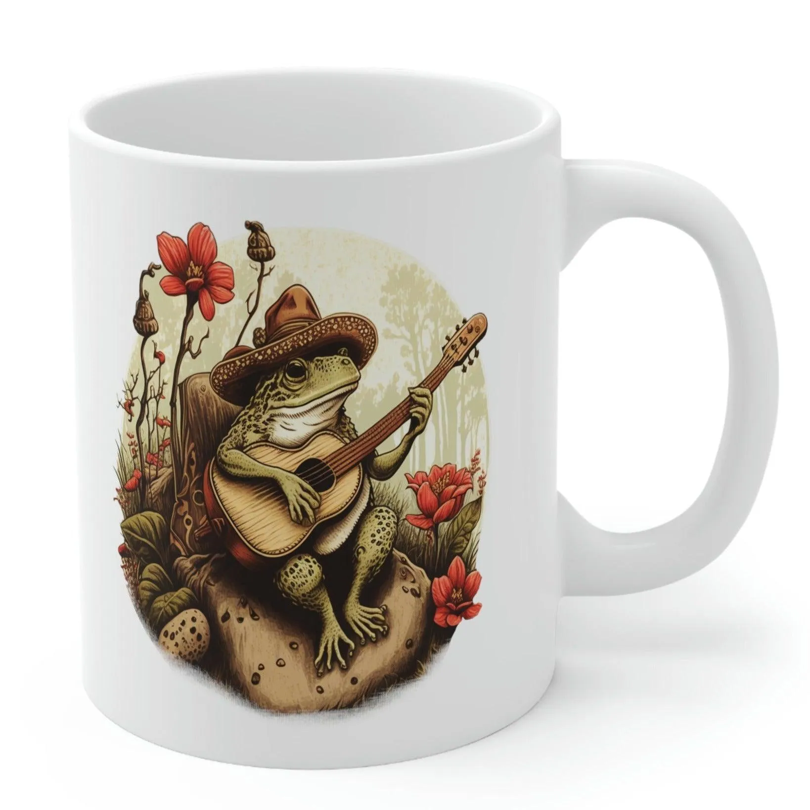 Frog Playing Guitar On A Rock Coffee Mug