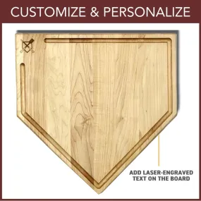 Full Size (17" x 17") Home Plate Cutting Board with Trough & Custom Text Engraving OR Personal Logo