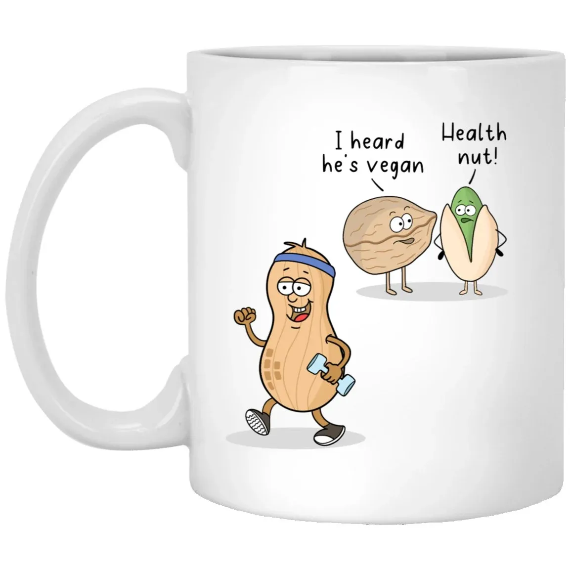 Funny Health Nut Mug Cartoon Coffee Cup Peanut Cartoon for Vegan