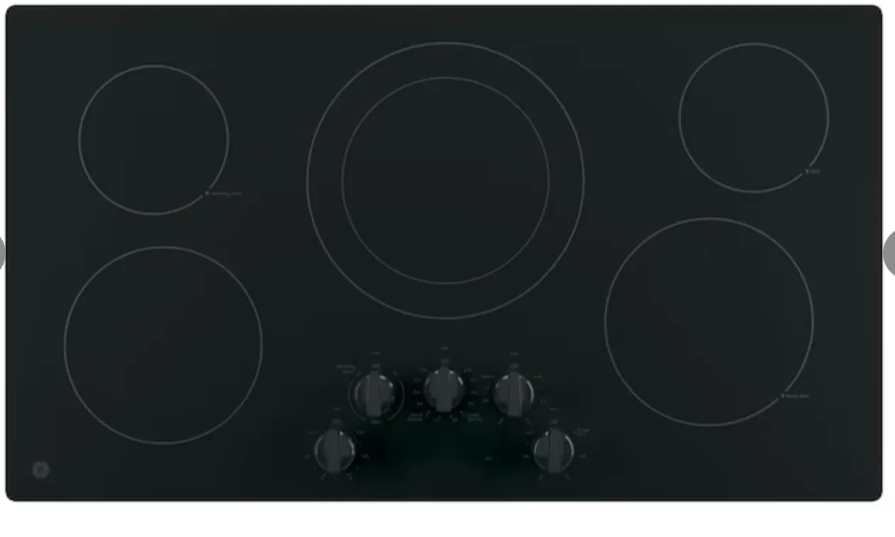 GE 36-in 5 Elements Smooth Surface (Radiant) Black Electric Cooktop