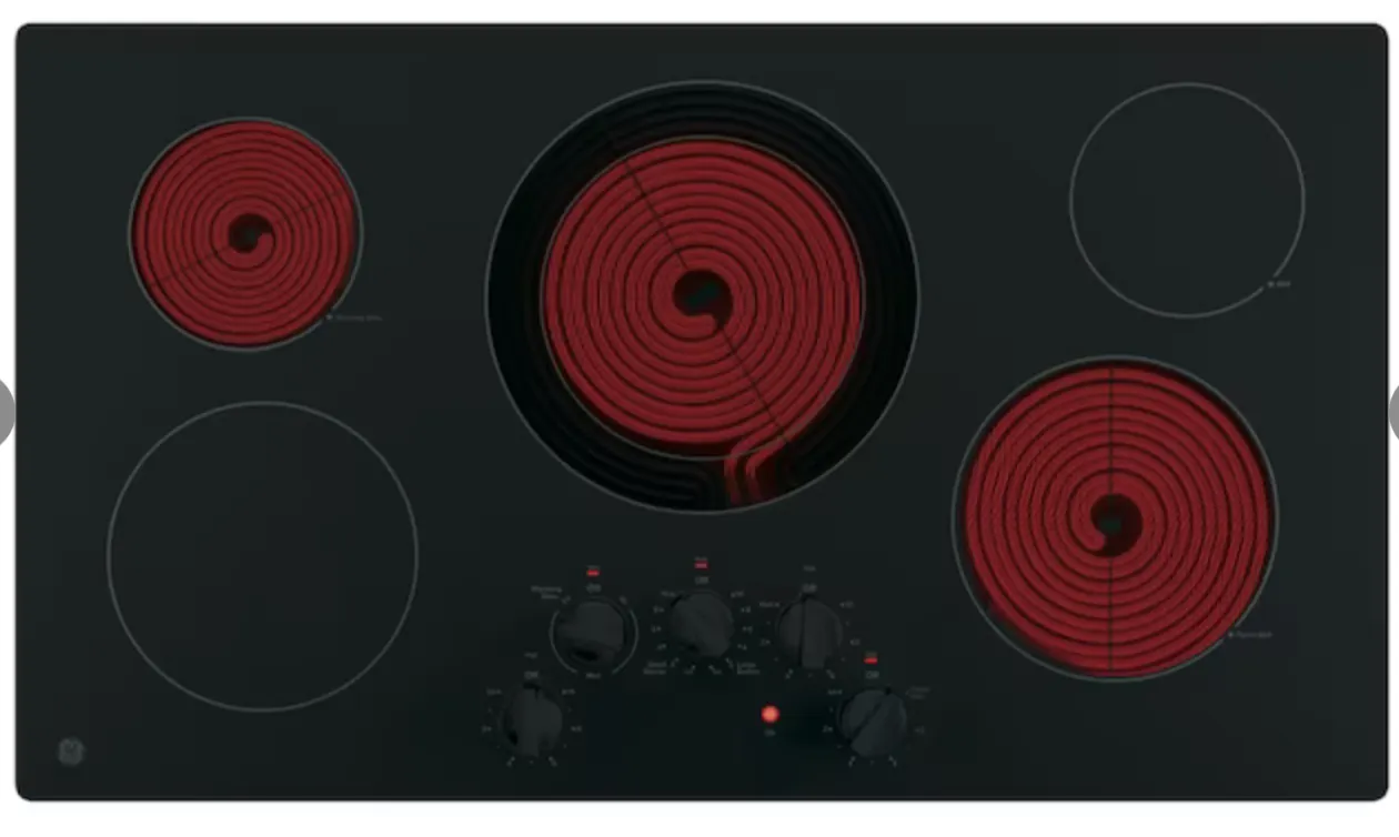 GE 36-in 5 Elements Smooth Surface (Radiant) Black Electric Cooktop