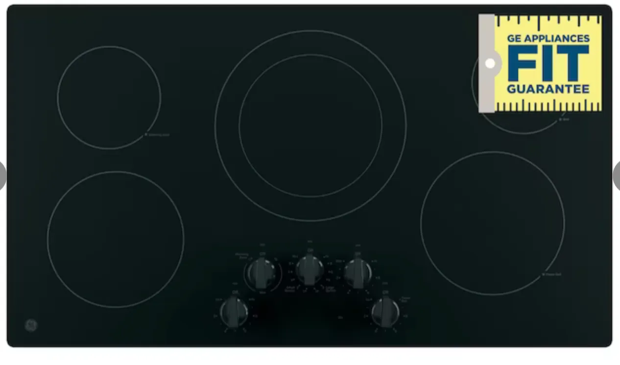 GE 36-in 5 Elements Smooth Surface (Radiant) Black Electric Cooktop