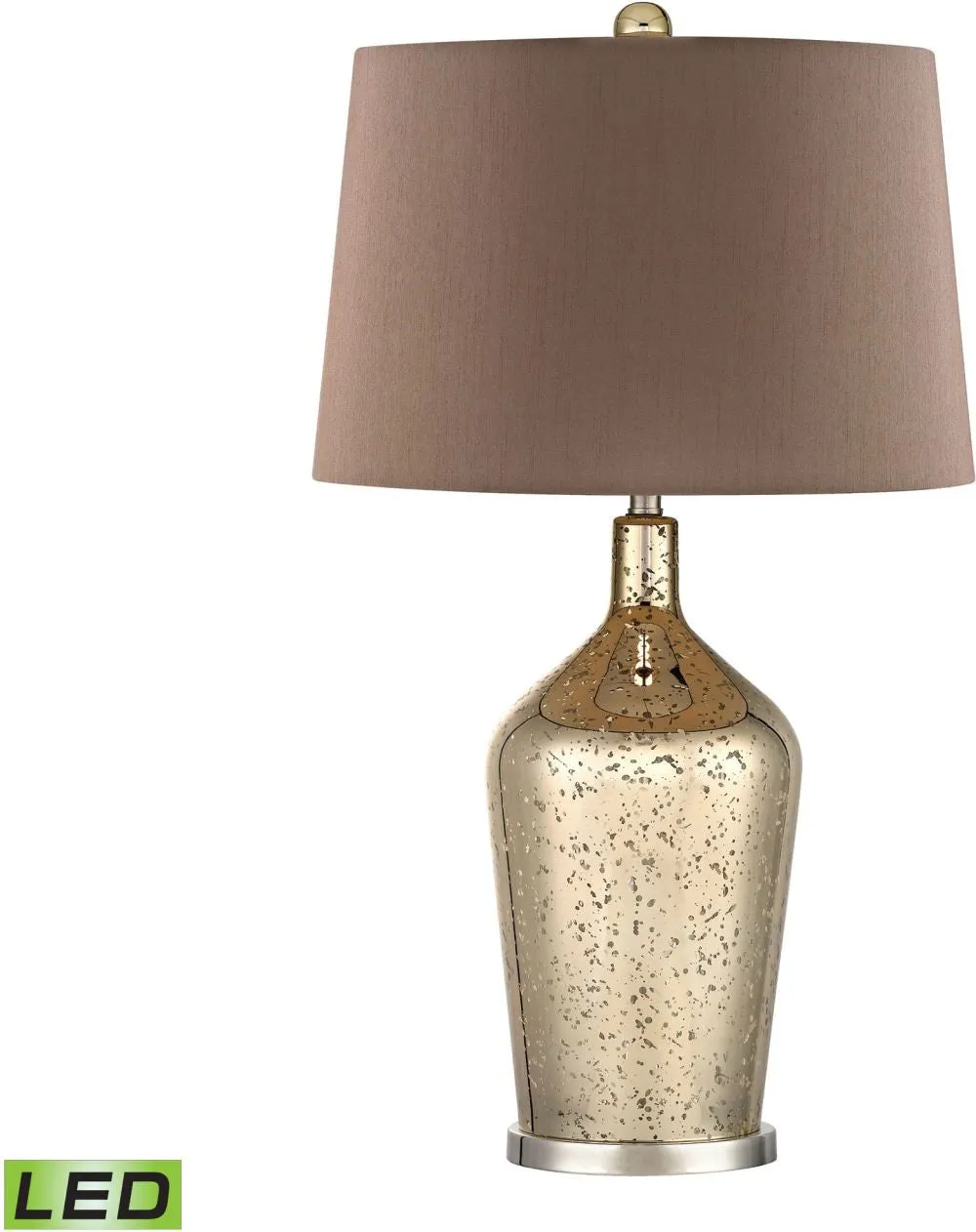 Glass Bottle Led Table Lamp In Gold Antique Mercury Glass