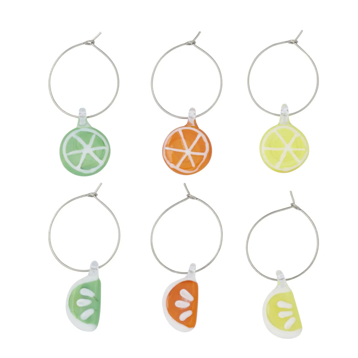 Glass Citrus Wine Charms