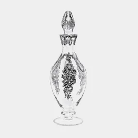 Glass Decanter Carafe Florale, Silver-Plated Decoration