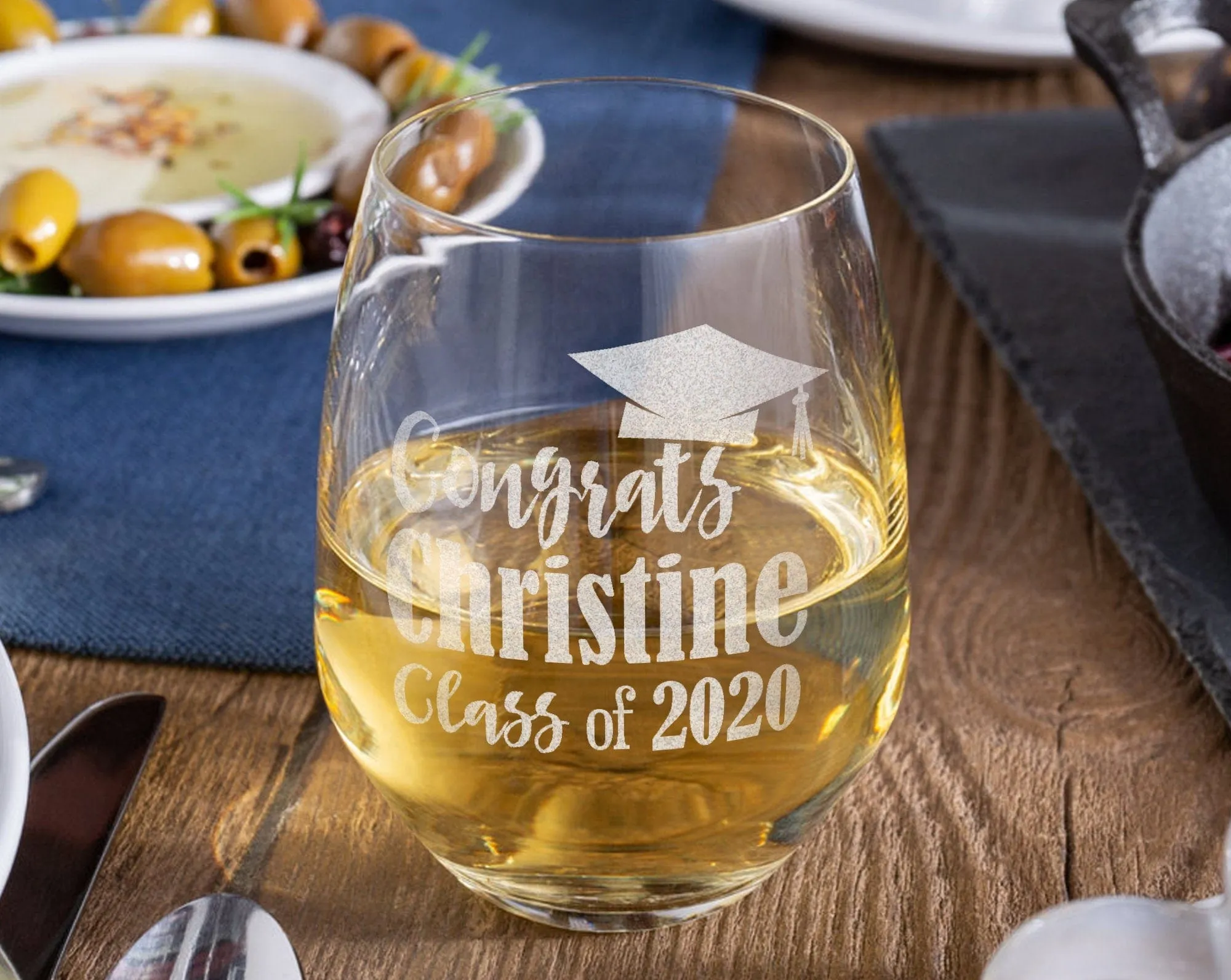 Graduation Personalized Stemless or Beer Class of 2022 Family Party Favors Man Cave Pub Style Grad Decorations for Women Men Wine Gift