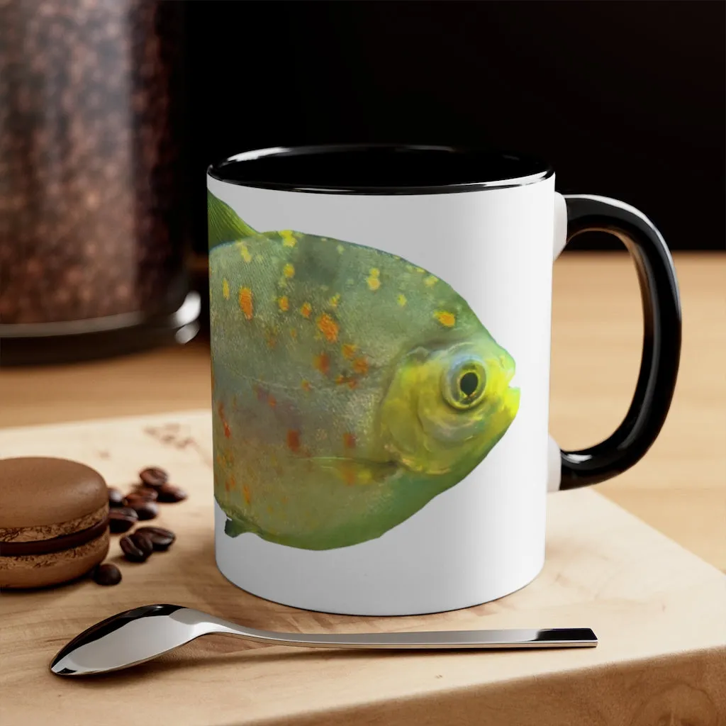 Green Fish with Specs Accent Coffee Mug, 11oz