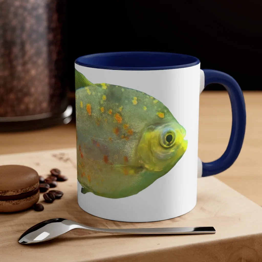 Green Fish with Specs Accent Coffee Mug, 11oz