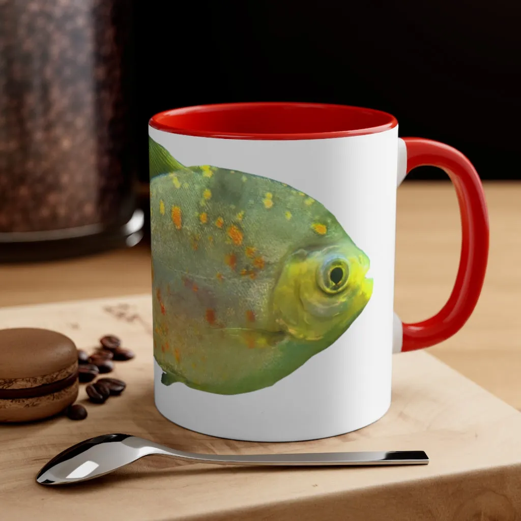 Green Fish with Specs Accent Coffee Mug, 11oz