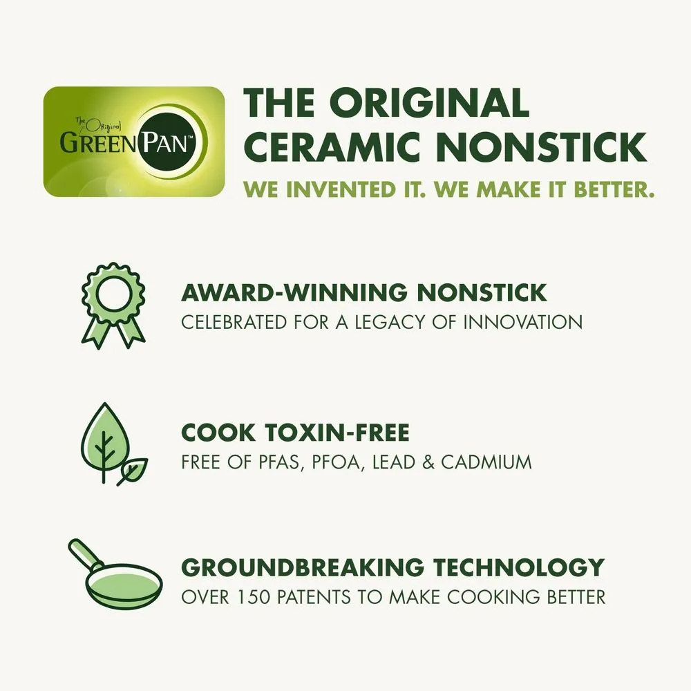 GreenPan Nova 2pk Aluminum Ceramic Nonstick Fry pan Set with Stainless Steel Handle Clay: Induction Safe