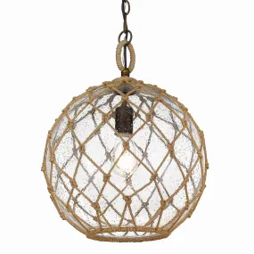 Haddoc Medium Pendant in Burnished Chestnut with Seeded Glass