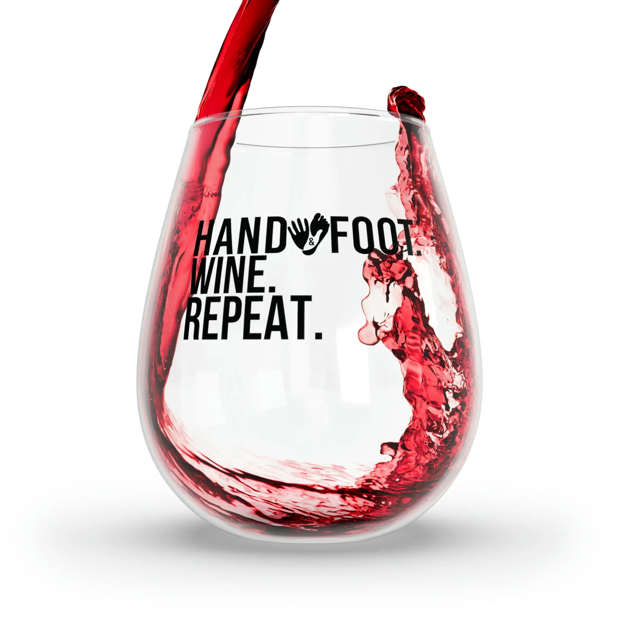 Hand & Foot Stemless Wine Glass - Black