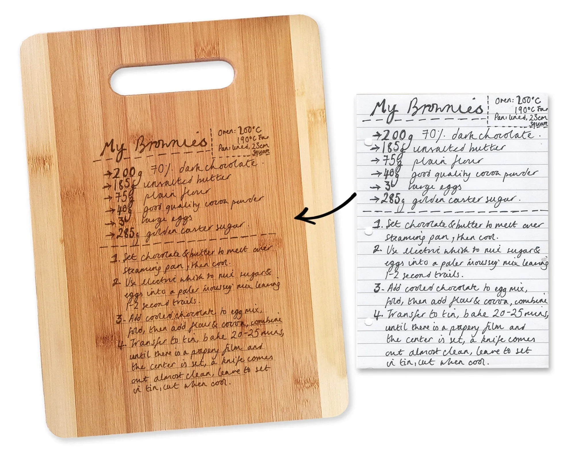 Handwritten Recipe Gift Engraved onto Cutting Board Favorite Family Grandmas Recipe for Mom Handwriting Kitchen Decor Custom Photo Tranfer