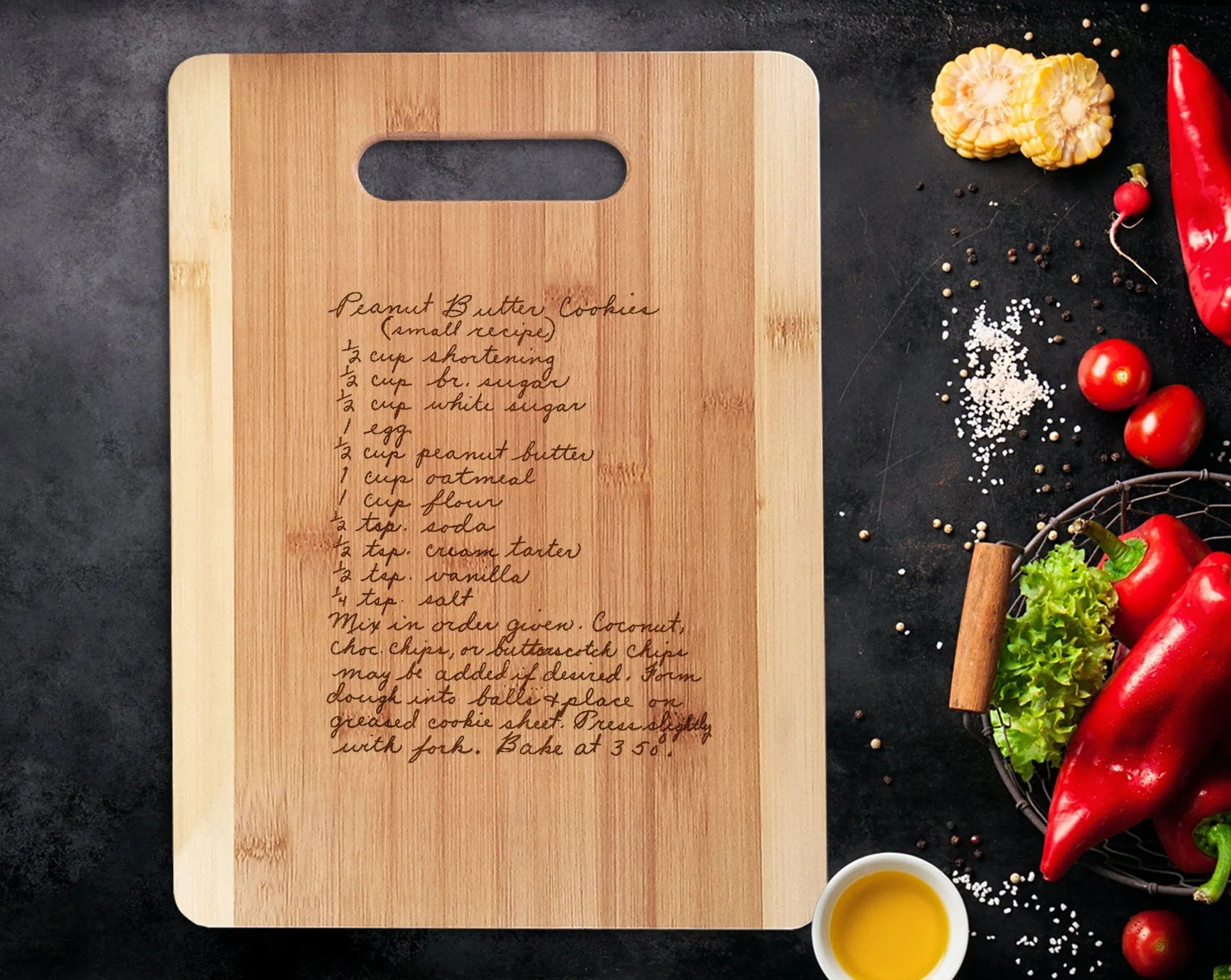 Handwritten Recipe Gift Engraved onto Cutting Board Favorite Family Grandmas Recipe for Mom Handwriting Kitchen Decor Custom Photo Tranfer