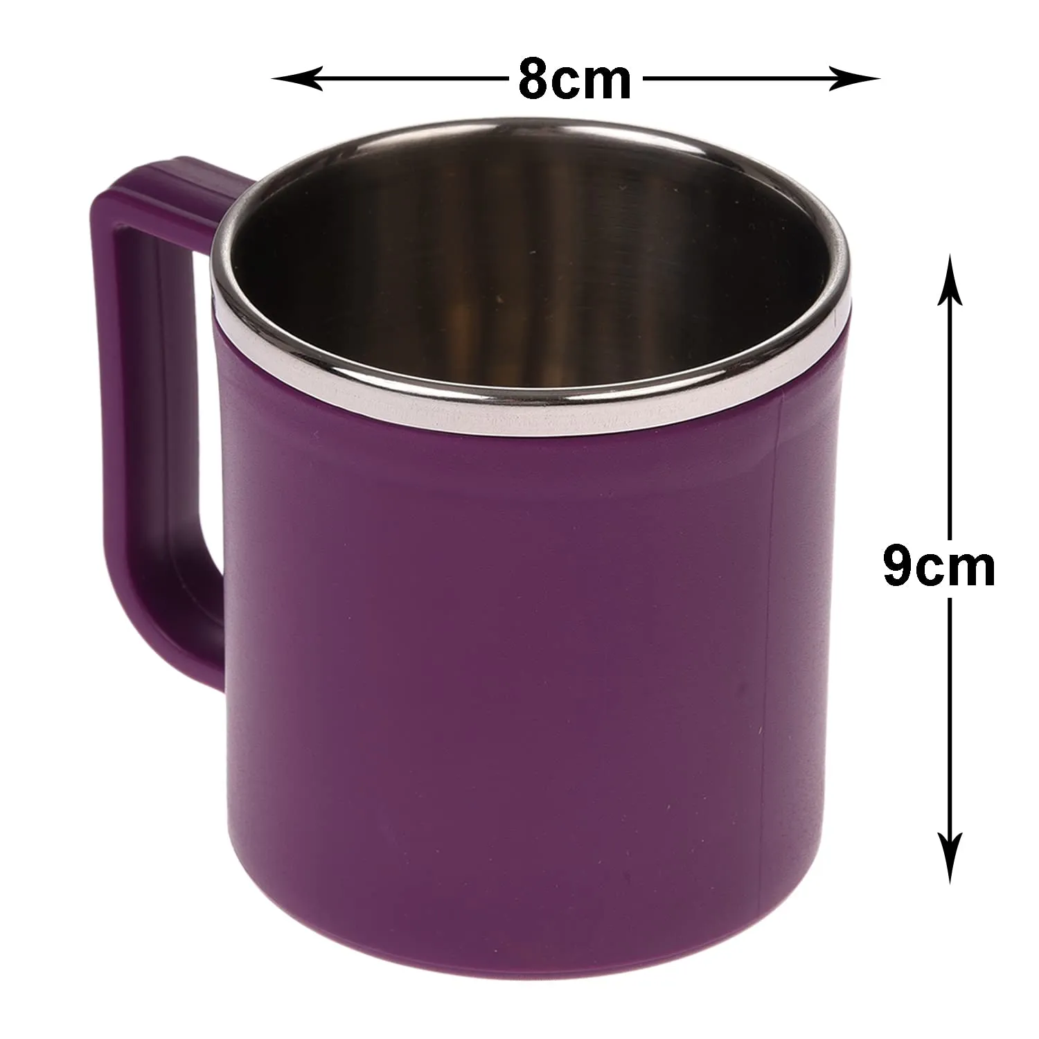 Heart Home Coffee Mug|Inside Stainless Steel Double Wall Tea Cup|Outside Plastic Stylish Milk Mug for Kids & Adults|Pack of 2 (Purple)