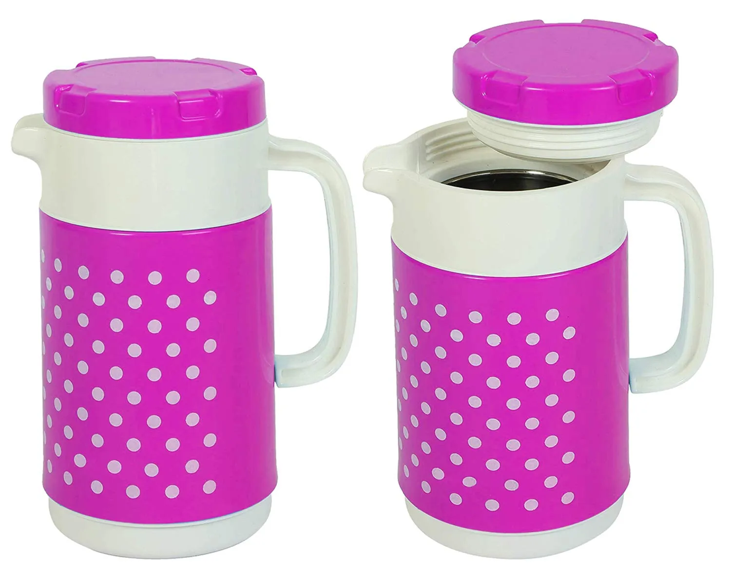 Heart Home Plastic 2 Pieces Insulated Orchid Tuff Jug Flask 1500 ML (Pink) -CTLTC10691 CTHH12164