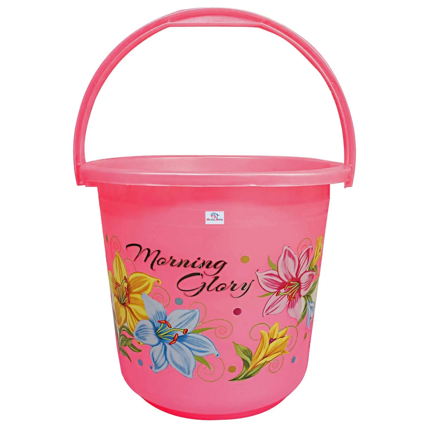 Heart Home Printed 2 Pieces Plastic Bathroom Bucket & Mug Set (Pink)