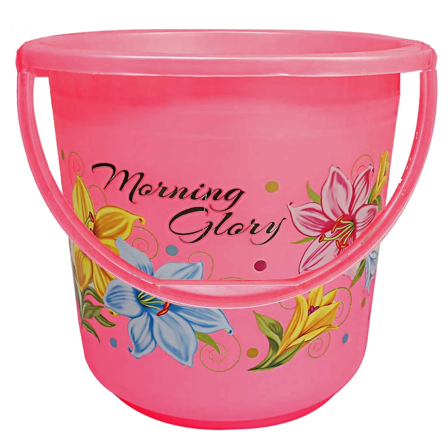 Heart Home Printed 2 Pieces Plastic Bathroom Bucket & Mug Set (Pink)