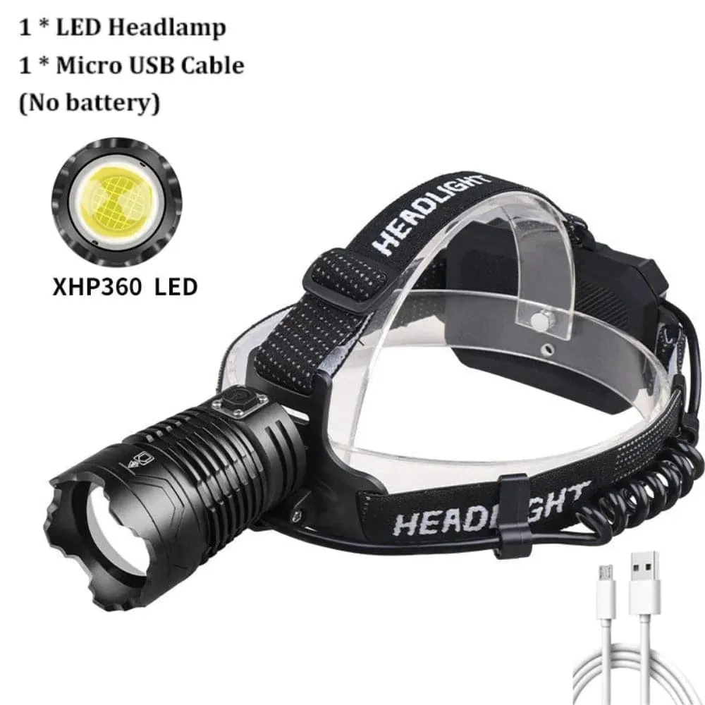 High Power Led Headlamp Zoom Waterproof Powerful Super Bright Head Torch Lantern Headlight 1000000LM USB Rechargeable Flashlight