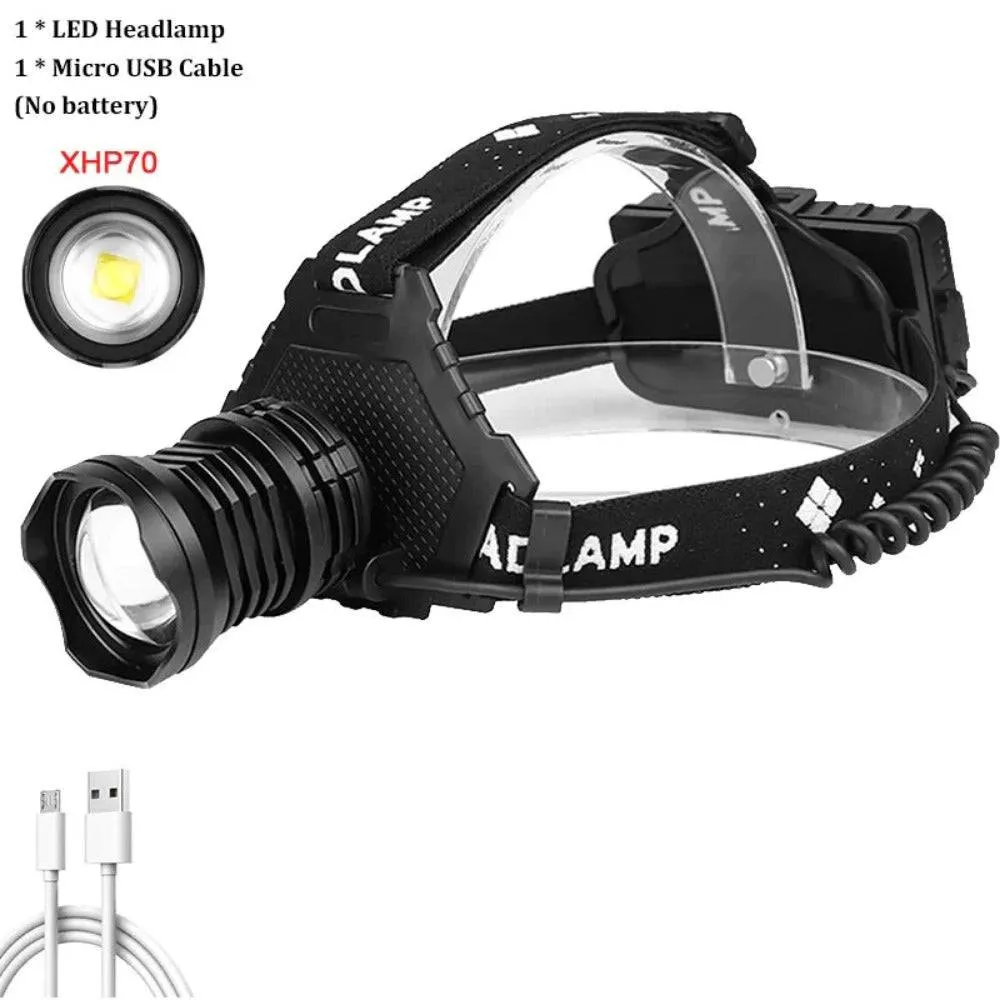 High Power Led Headlamp Zoom Waterproof Powerful Super Bright Head Torch Lantern Headlight 1000000LM USB Rechargeable Flashlight