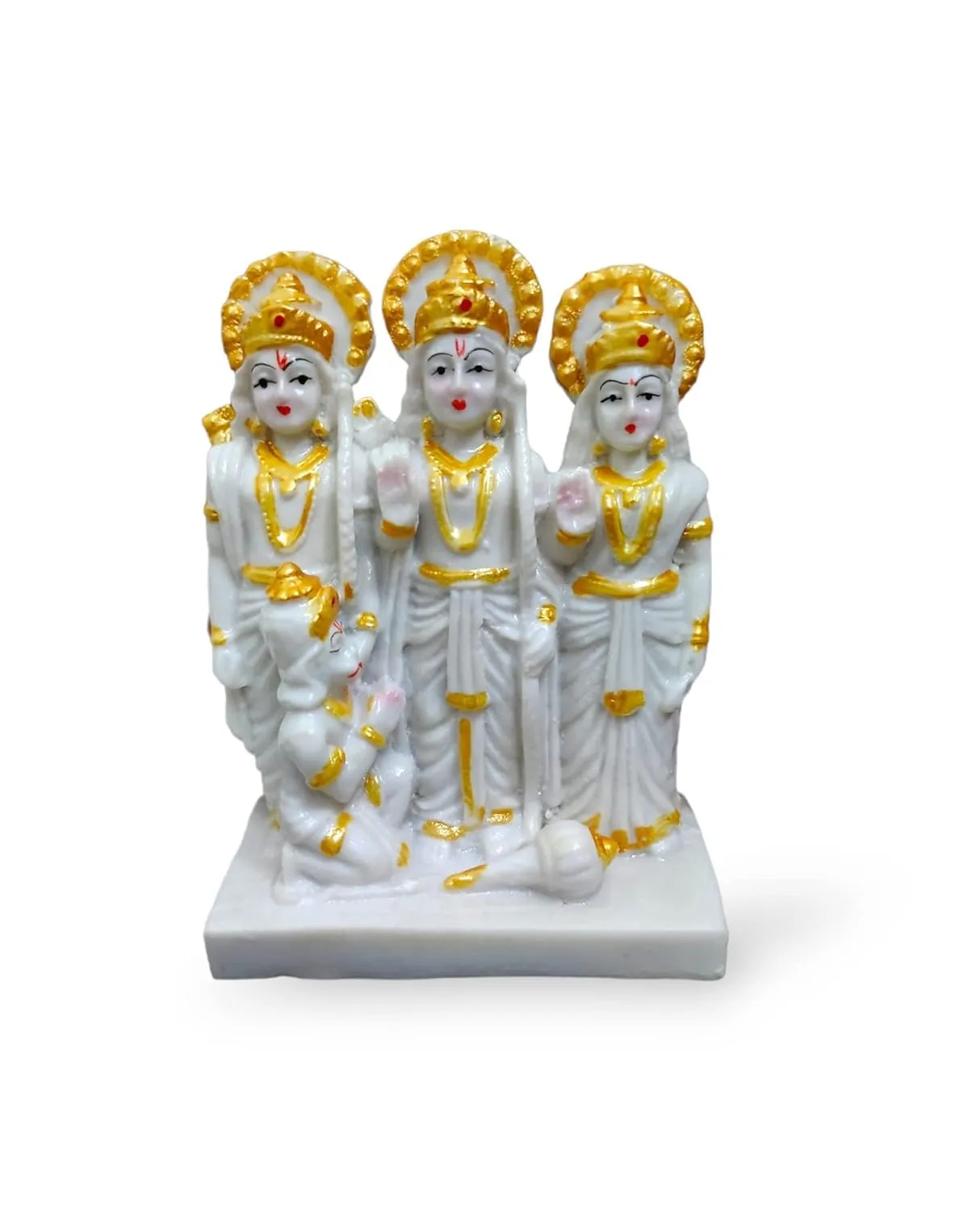 HISARSE White Marble DUST Ram Darbar Idol, Ram Parivaar Murti, Religious Gift for Office, Home Decor, Temple, Spiritual Gift Decorative Showpiece - 14 cm