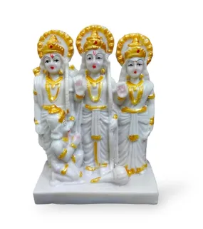 HISARSE White Marble DUST Ram Darbar Idol, Ram Parivaar Murti, Religious Gift for Office, Home Decor, Temple, Spiritual Gift Decorative Showpiece - 14 cm