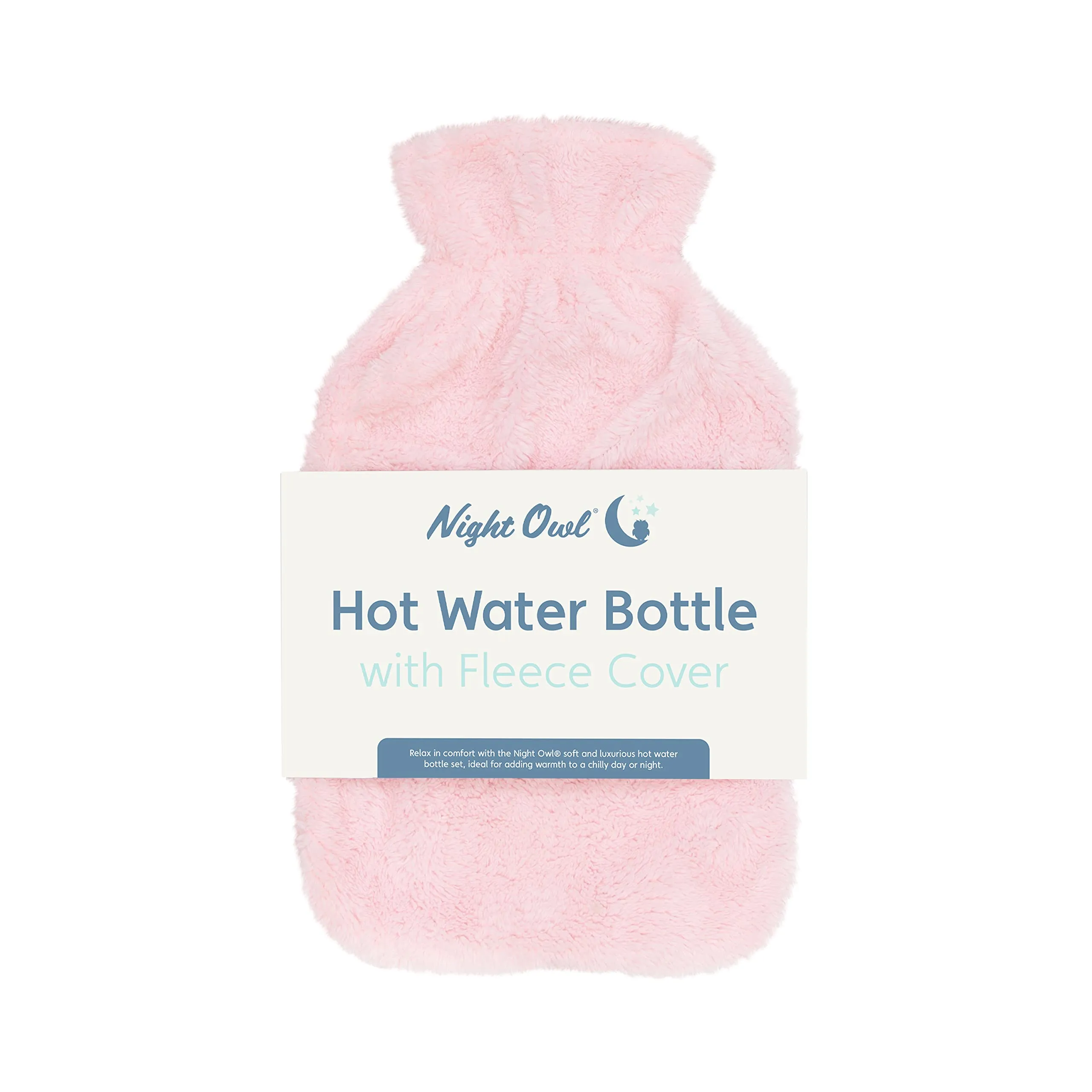 Hot Water Bottle with Blush Pink Faux Fur Cover 2 Litre Capacity - 32.5cm