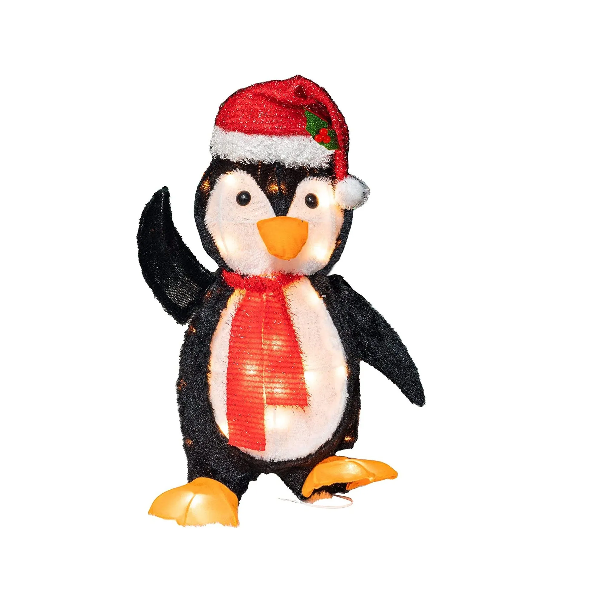 Hourleey 22 Inch Lighted Christmas Decorations | Pre Lit Metal Penguin with Built-in 35 Lights Outdoor