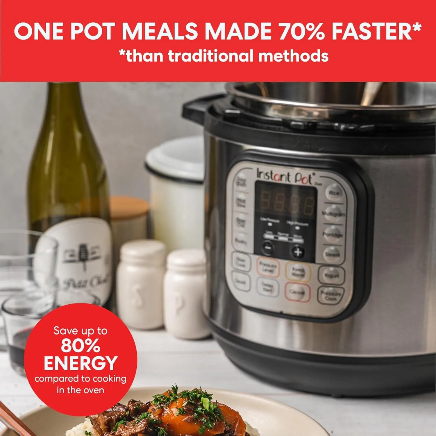 Instant Pot DUO 60 Duo 7-in-1 Smart Cooker, 5.7L - Pressure Cooker, Slow Cooker, Rice Cooker, Sauté Pan, Yoghurt Maker, Steamer and Food Warmer, Brushed Stainless Steel