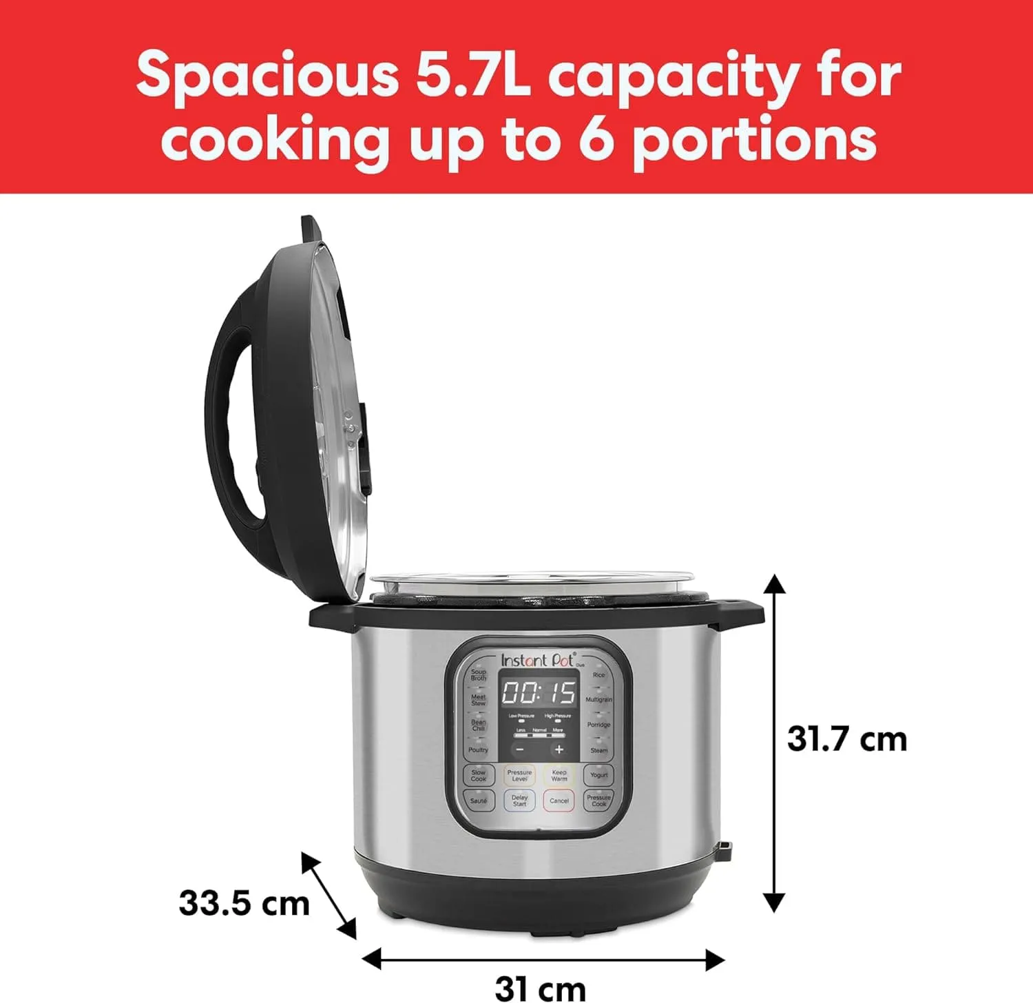 Instant Pot DUO 60 Duo 7-in-1 Smart Cooker, 5.7L - Pressure Cooker, Slow Cooker, Rice Cooker, Sauté Pan, Yoghurt Maker, Steamer and Food Warmer, Brushed Stainless Steel