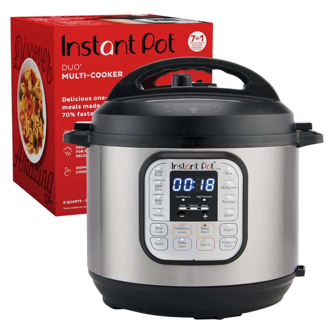 Instant Pot Duo 7-In-1 Electric Pressure Cooker, Slow Cooker, Rice Cooker, Steamer, Sauté, Yogurt Maker, Warmer & Sterilizer (6 Quart)