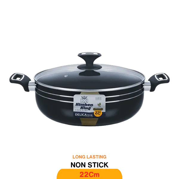 KITCHEN KING DELICA WOK (GLASS LID) 22CM