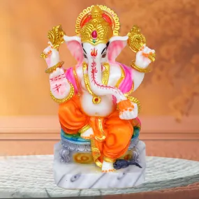 KRAFTSKALA Marble Dust Ganesha Idol Ganpati Murti Vinayak 6 inch Statue for Home Mandir, Entrance, Living Room Decor, Office Desk, Gifting on Grih Pravesh, Auspicious Showpiece