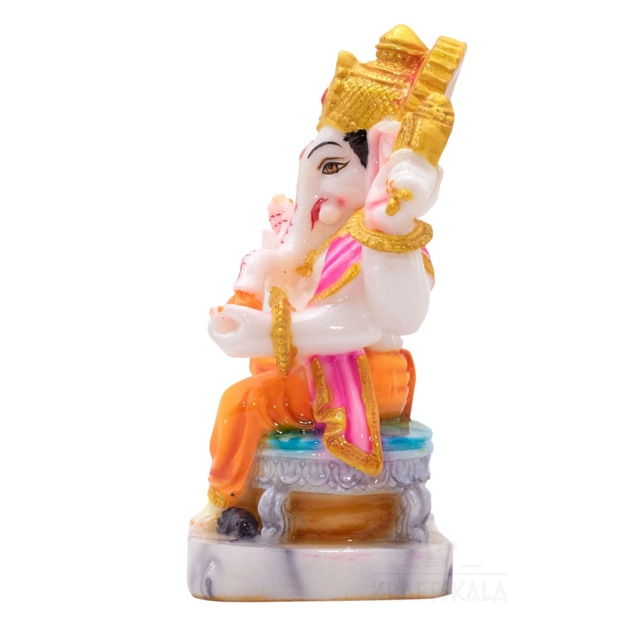 KRAFTSKALA Marble Dust Ganesha Idol Ganpati Murti Vinayak 6 inch Statue for Home Mandir, Entrance, Living Room Decor, Office Desk, Gifting on Grih Pravesh, Auspicious Showpiece