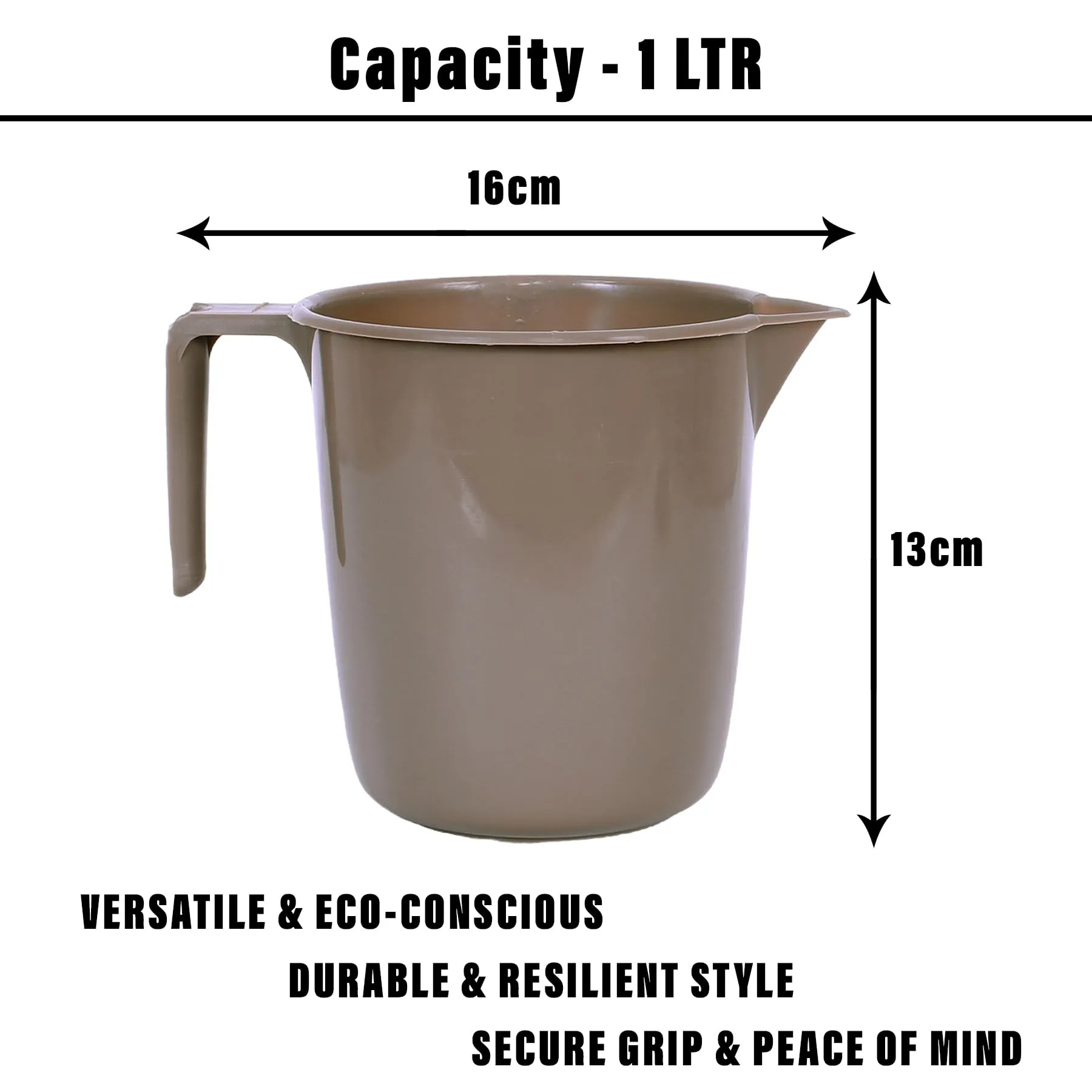 Kuber Industries Bathroom Mug | Plastic Bath Mug for Bathroom | Bath Mug | Mug for Bathroom | Mug for Toilet | Washroom Jug | 111 Bath Mug | 1 LTR | Pack of 3 | Brown