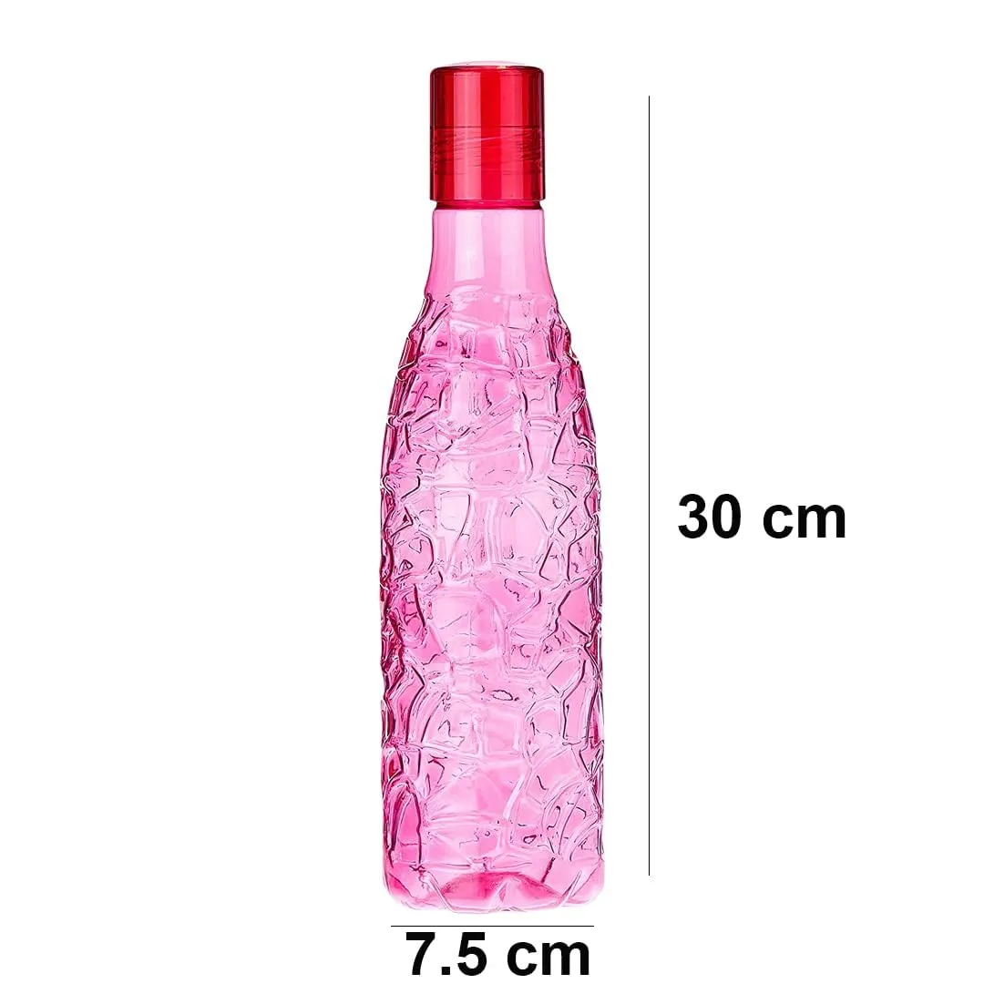 Kuber Industries BPA-Free Plastic Water Bottle|Leak Proof, Firm Grip, 100% Food Grade Plastic Bottles|For Home, Office, & Gym|Unbreakable, Freezer Proof, Fridge Water Bottle|Set Of 4|Pink (Pack Of 6)