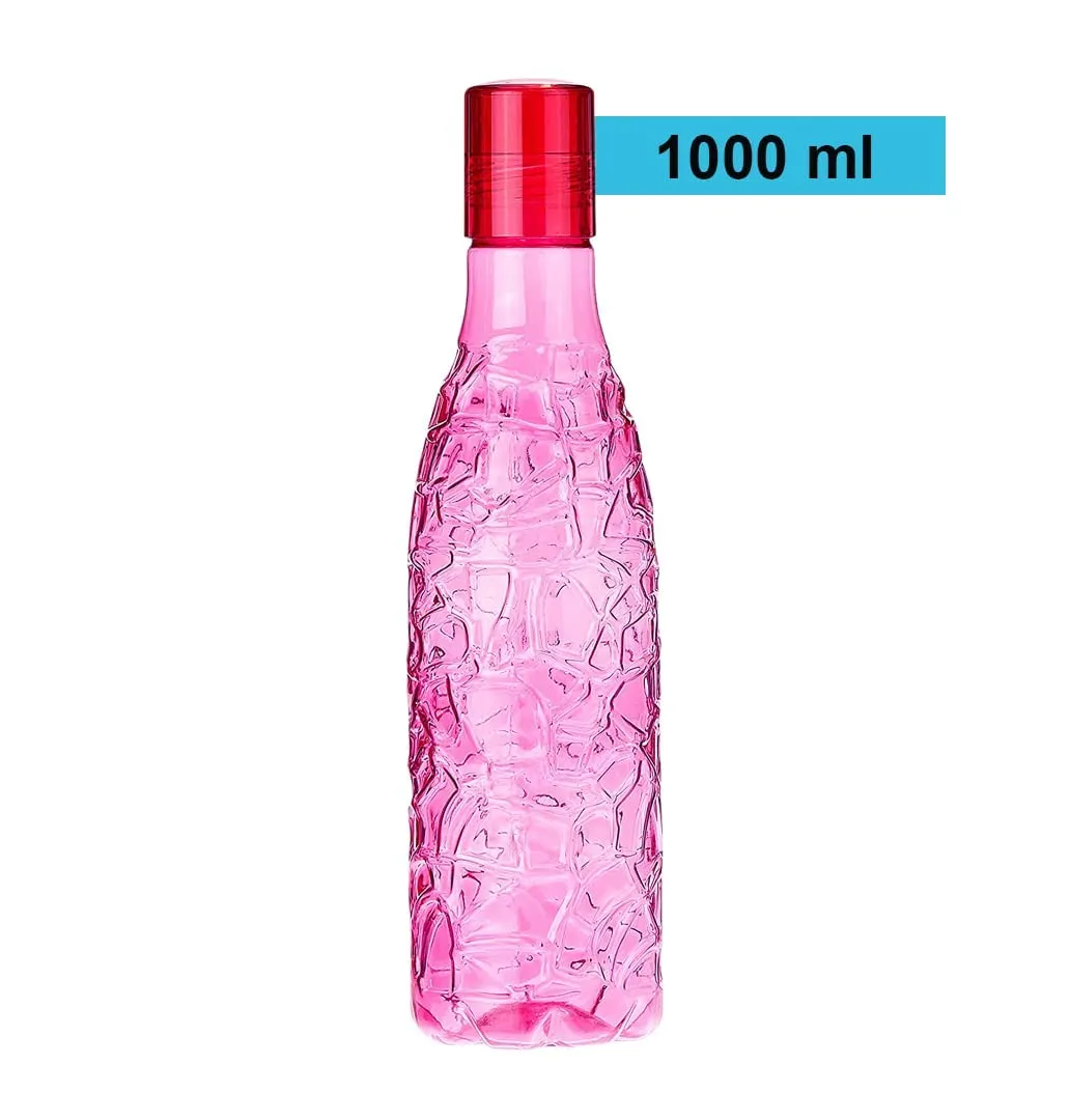 Kuber Industries BPA-Free Plastic Water Bottle|Leak Proof, Firm Grip, 100% Food Grade Plastic Bottles|For Home, Office, & Gym|Unbreakable, Freezer Proof, Fridge Water Bottle|Set Of 4|Pink (Pack Of 6)