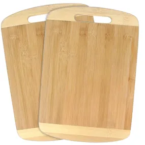 Kuber Industries Ovel Bamboo Cutting Board for Slicing Chopping Meat, Vegetables, Fruits, Cheese, Knife Friendly with Handles-Pack of 2 (Brown), Standard