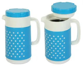 Kuber Industries Polka Dots Design 2 Pieces Insulated Orchid Tuff Jug Flask 1500 Ml (Blue)